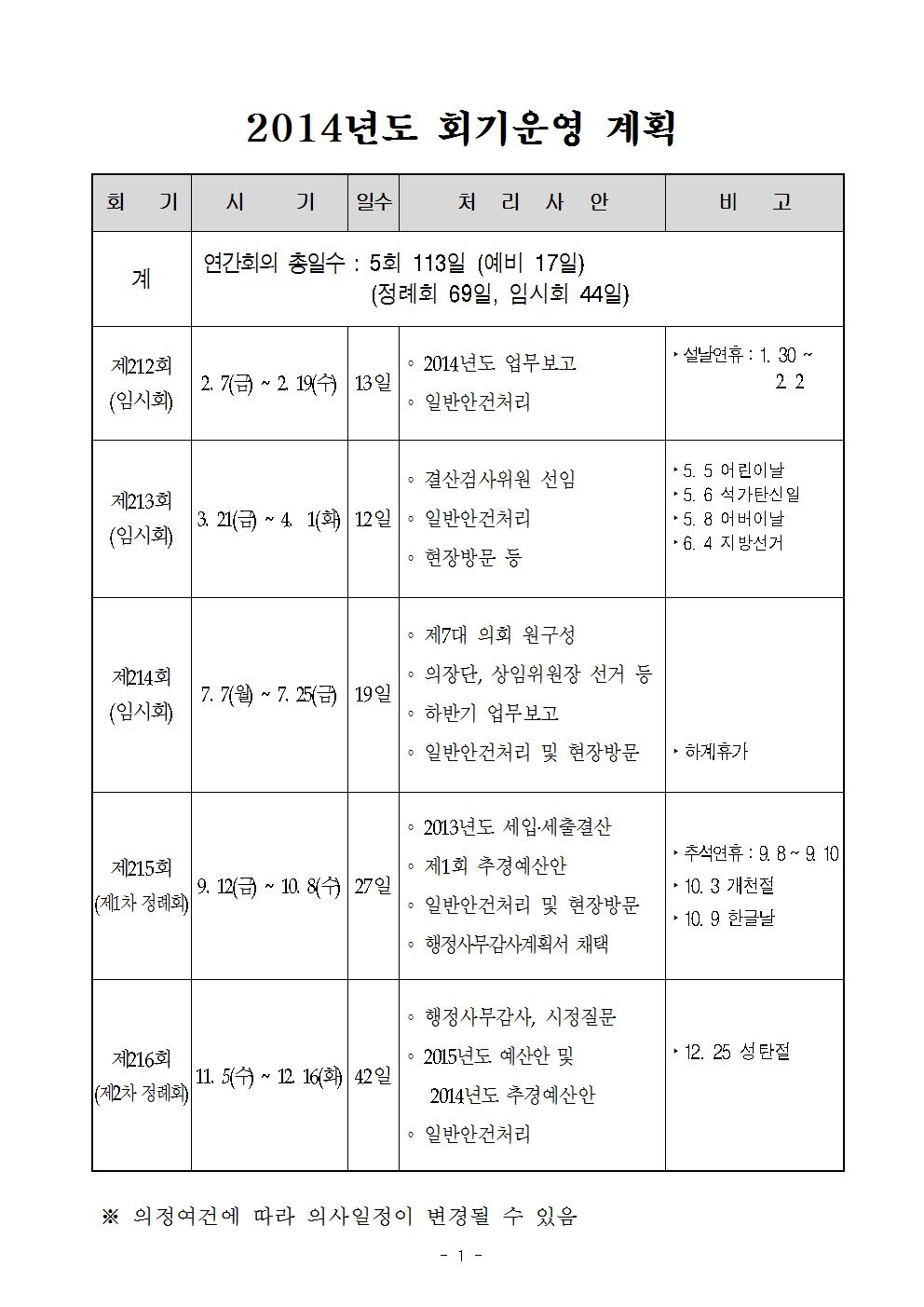 2014년도_회기운영_계획001